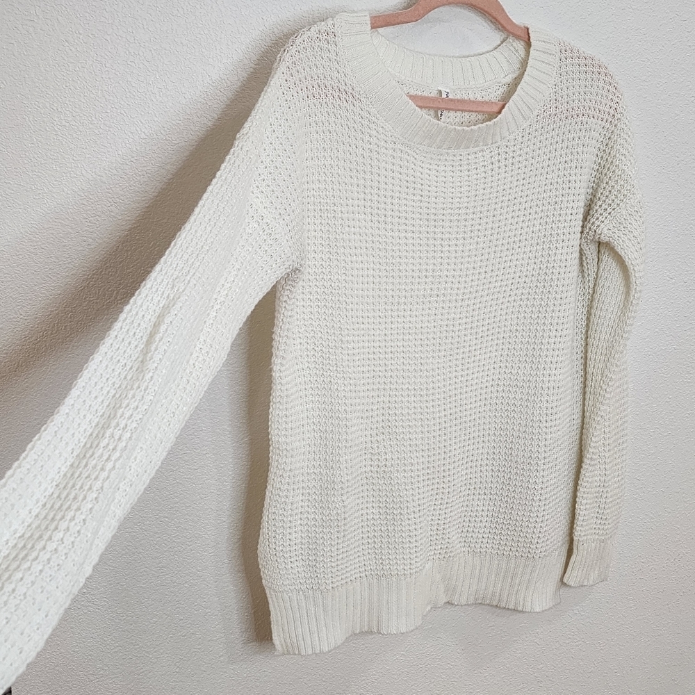 Zenana Premium Sweater - Cable knit, oversized, extra long sleeve, off white